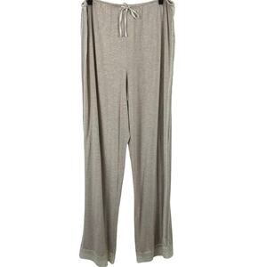 Victoria’s Secret Lounge Pajama Pants Crochet Trim Wide Leg Sleepwear Tan Large